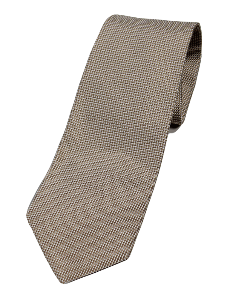 Brooks Brothers – Beige & Off-White Checkerboard Silk/Cotton Tie