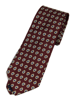 Brooks Brothers – Burgundy Silk Tie w/Off-White & Navy Ancient Madder Print