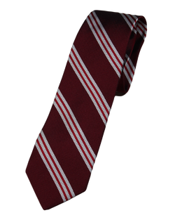 VTG – Brooks Brothers – Dark Red Silk Tie w/Red & Silver Regimental Stripe