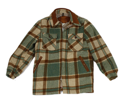 VTG – Woolrich – Brown & Green Plaid Wool Barn Jacket