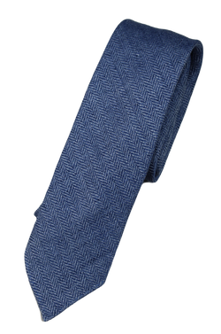 Drake's – Blue Herringbone Linen Tie