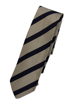 Drake's – Sand & Navy Repp Stripe Silk Tie