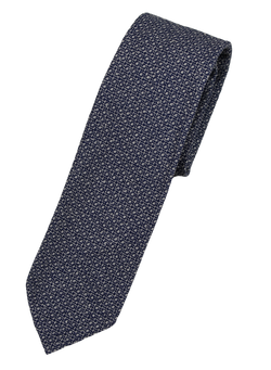 Drake's – Navy Knit Silk/Cotton Tie w/Gray Geometric Pattern