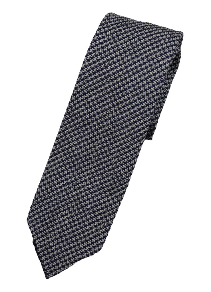 Drake's – Navy & Gray Puppytooth Silk/Cotton Knit Tie