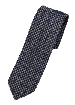 Drake's – Navy & Gray Plaid Silk/Cotton Knit Tie
