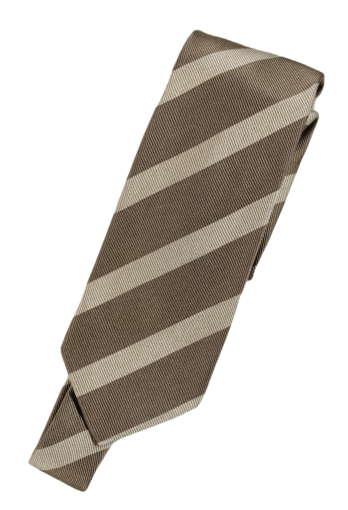 Drake's – Olive & Sand Regimental Stripe Silk Tie