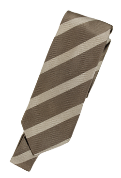 Drake's – Olive & Sand Regimental Stripe Silk Tie