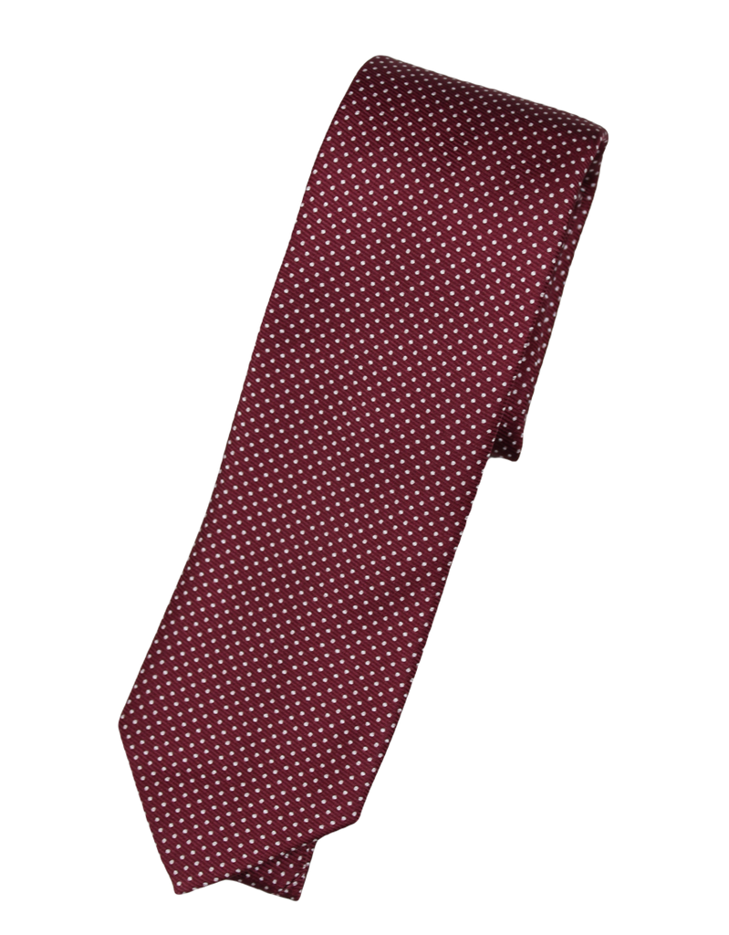 Drake's – Burgundy Silk Tie w/Micro Dot Pattern