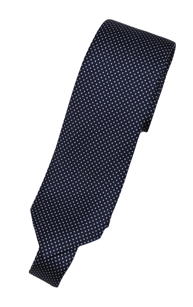 Drake's – Navy Silk Tie w/Micro Dot Pattern