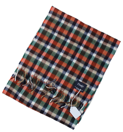 Drake's – Navy, Orange, Green, Brown & White Plaid Wool/Angora Scarf [FS]