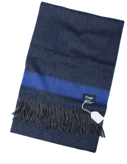 Drake's – Dark Blue-Gray Wool/Angora Scarf w/Blue Stripe [FS]