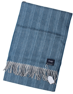 Drake's – Blue Wool/Angora Scarf w/Faded Stripe Pattern [FS]