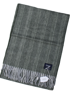 Drake's – Green-Gray Wool/Angora Scarf w/Faded Stripe Pattern [FS]