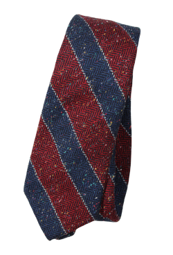 VTG – Christopher Hayes – Red & Navy Donegal Tweed Wool Tie w/Regimental Stripe