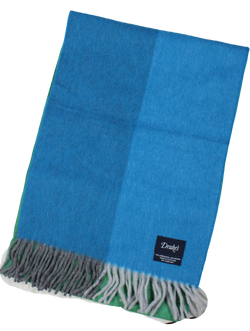 Drake's – Dual Sided, Color Blocked Blue/Green Wool/Angora Scarf