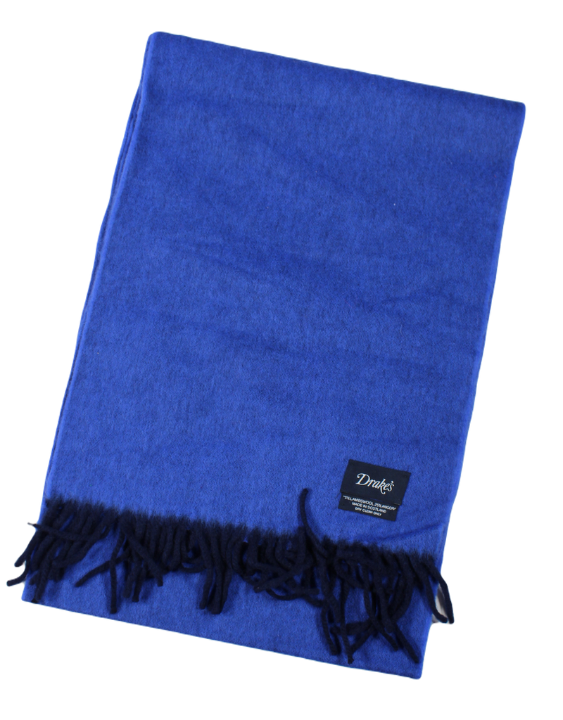 Drake's – Electric Blue Wool/Angora Scarf