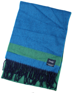 Drake's – Dual Sided, Color Blocked Bright Green/Blue Wool/Angora Scarf