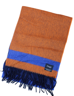 Drake's – Dual Sided, Color Blocked Blue/Orange Wool/Angora Scarf