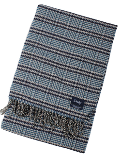 Drake's – Navy, Gray & Blue Glen Plaid Wool/Angora Scarf