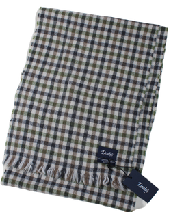 Drake's – Gray, Brown & Green Plaid Wool/Angora Scarf