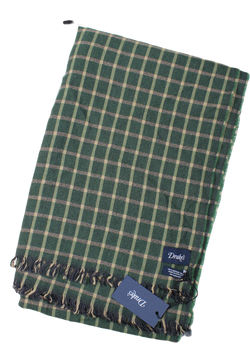 Drake's – Green & Yellow Windowpane Check Merino Wool Scarf