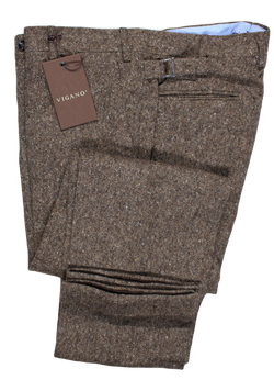 Vigano – Brown Tweed Wool Pants w/Side Tab Adjusters