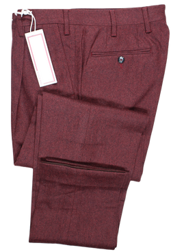 Vigano – Dark Red Wool Flannel Pants w/Extended Waistband