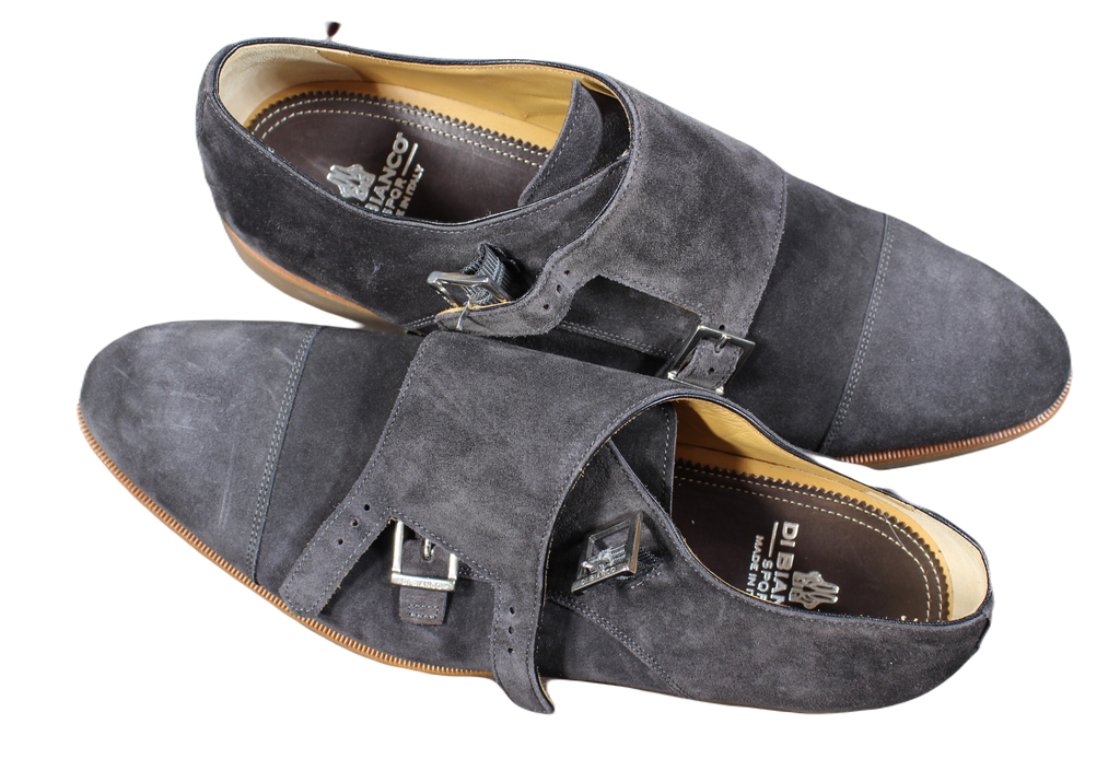 Di Bianco – Gray Suede Double-Monkstap Shoes, Size 11US/44EU