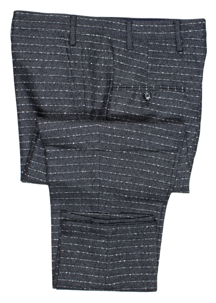 Vigano – Charcoal Soft Wool Pants w/Gray Horizontal Stripe