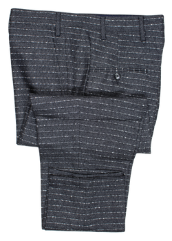 Vigano – Charcoal Soft Wool Pants w/Gray Horizontal Stripe