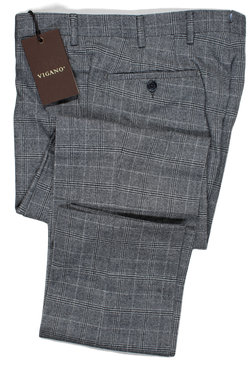 Vigano – Dark & Light Gray Plaid Wool Flannel Pants