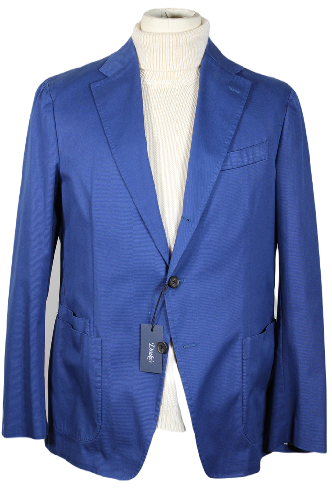Drake's – Blue Cotton Twill Easyday Suit