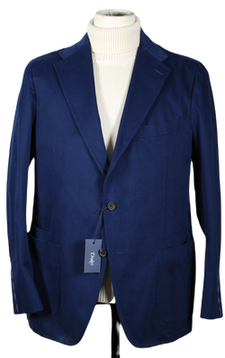 Drake's – Dark Blue Brushed Cotton Suit