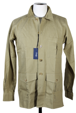 Drake's – Tan Cotton/Linen Herringbone Work Shirt