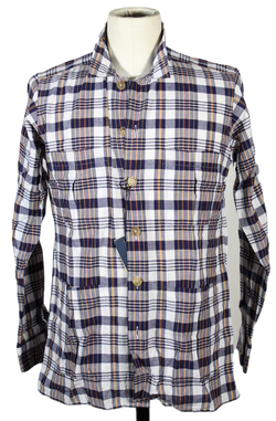 Drake's – Navy & White Madras Plaid Work Shirt