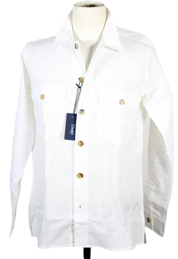 Drake's – White Cotton Ripstop Work Shirt