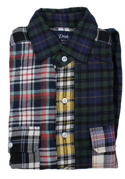 Drake's – Cotton Flannel Patchwork Utility Shirt