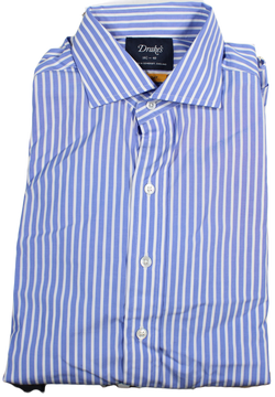 Drake's – Blue & White Stripe Easyday Dress Shirt