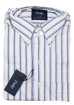 Drake's – Blue Stripe OCBD Oxford Shirt