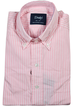 Drake's – Pink University Stripe Button-down Shirt
