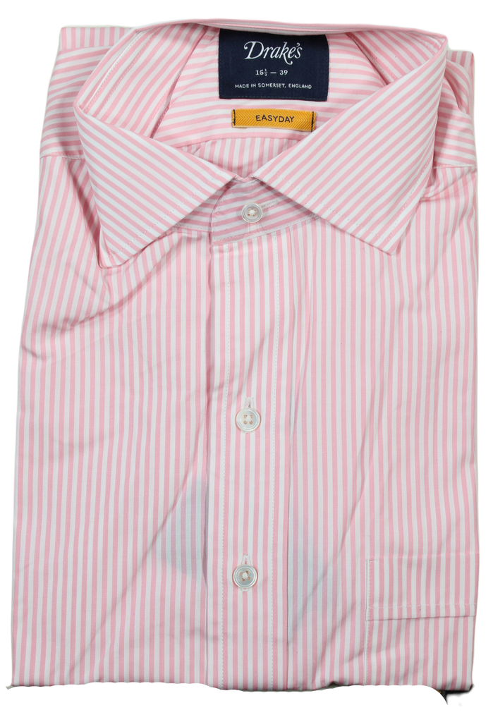 Drake's – Pink Bengal Stripe Shirt w/Spread Collar