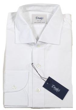 Drake's – White Dress Shirt w/Spread Collar