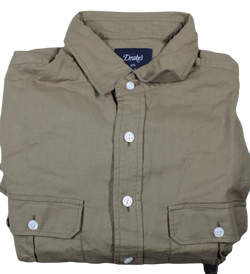 Drake's – Taupe Washed Cotton Twill Utility Shirt