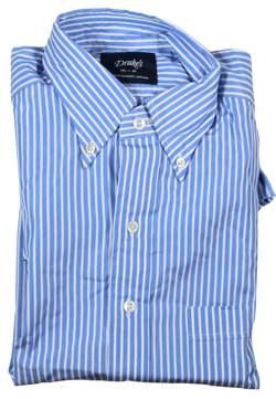 Drake's – Blue University Stripe Button-down Collar Shirt