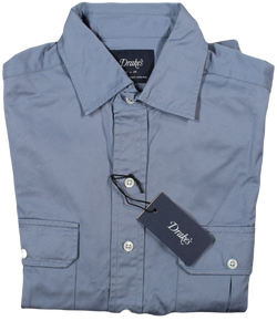 Drake's – Light Blue Cotton Twill Utility Shirt
