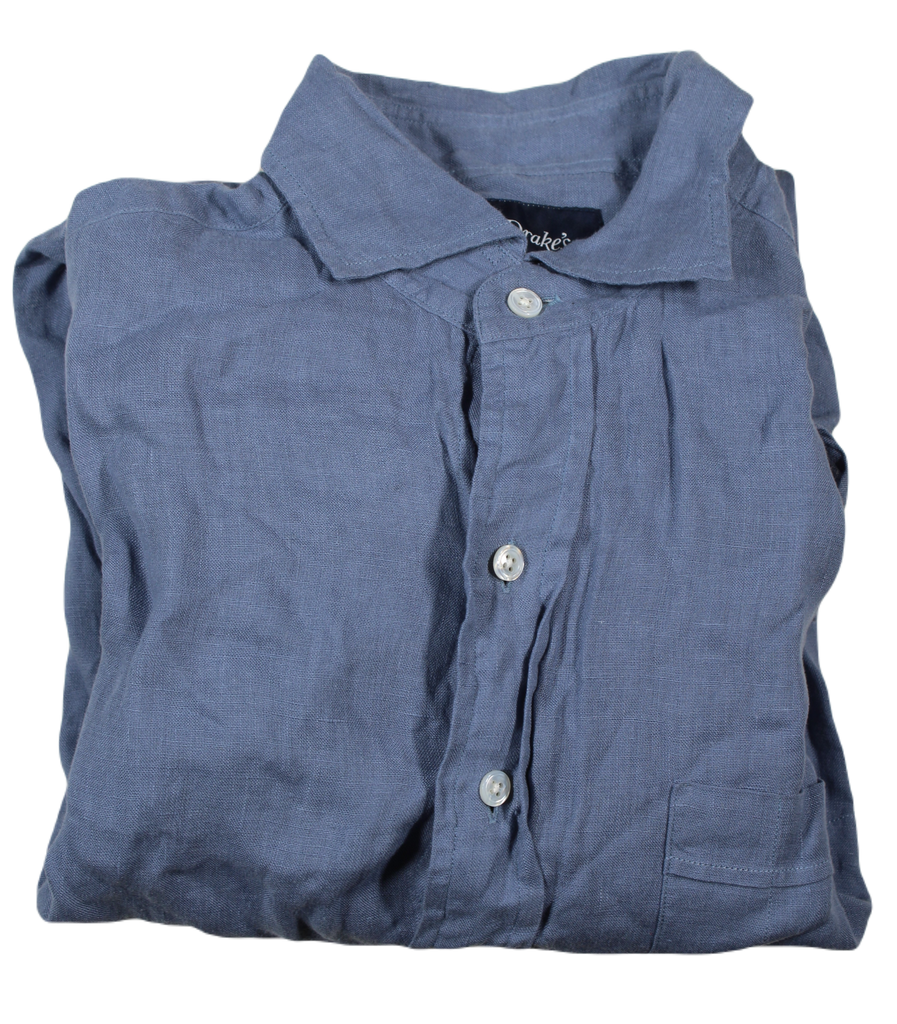 Drake's – Blue-Gray Linen Shirt