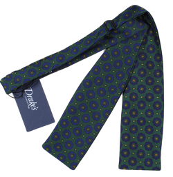 Drake's – Green Silk Bow Tie w/Ancient Madder Print