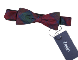 Drake's – Red, Navy & Green Plaid Grosgrain Silk Bow Tie