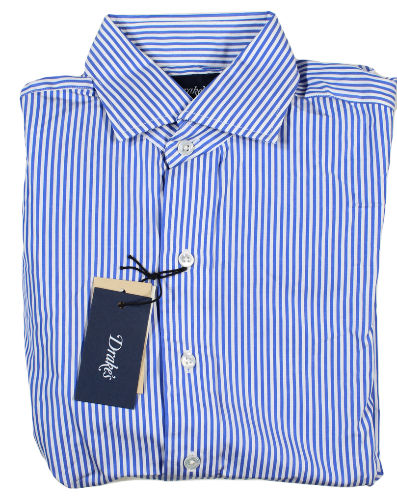 Drake's – Blue Bengal Stripe Dress Shirt