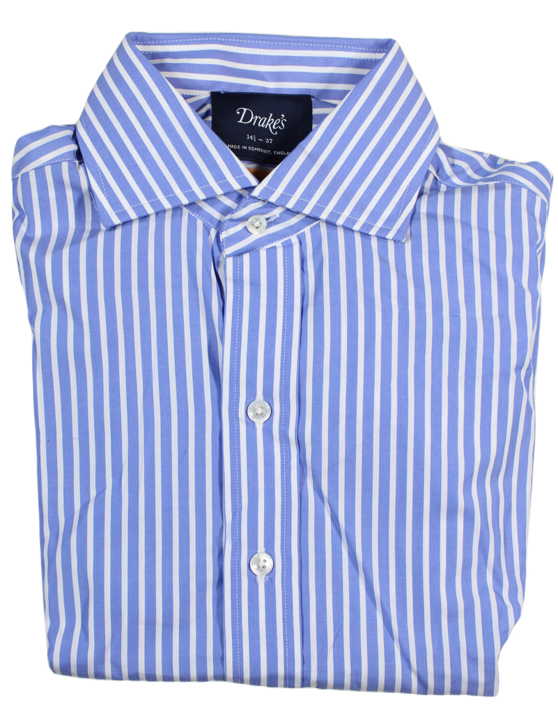 Drake's – Blue University Stripe Easyday Dress Shirt